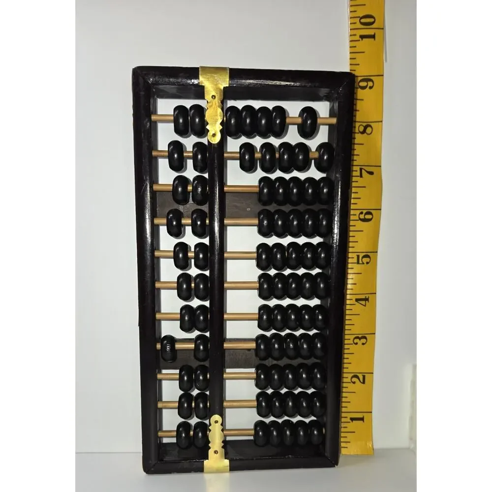 Lotus Flower Brand Chinese Wood Abacus 11 Rods Suanpan Counting Frame Vintage